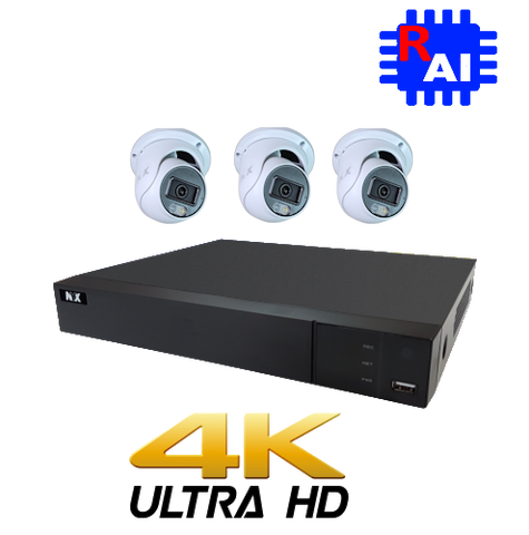 DIY Kit NYX 4ch NVR 2TB, 3 x DC6 6MP Ai Cameras